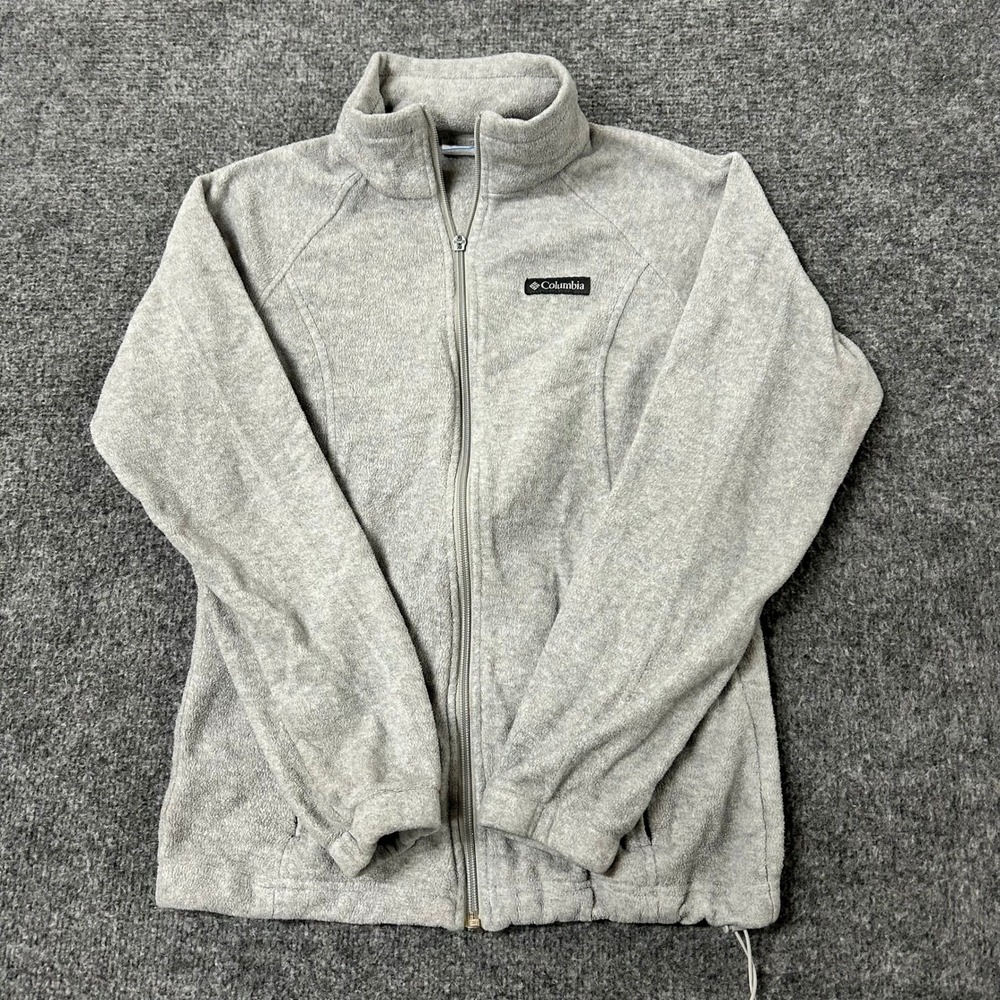 Columbia Fleece Jacket Womens Size S Gray Full Zip Mock Neck Lightweight Soft